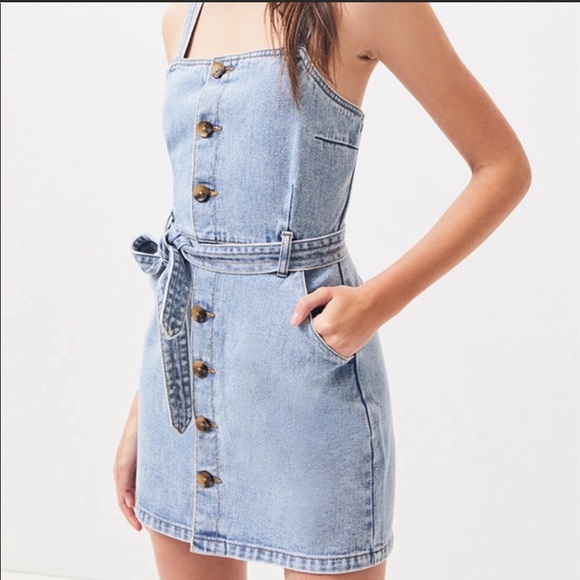 denim dress pacsun Pacsun Mini Denim Dress With Tie